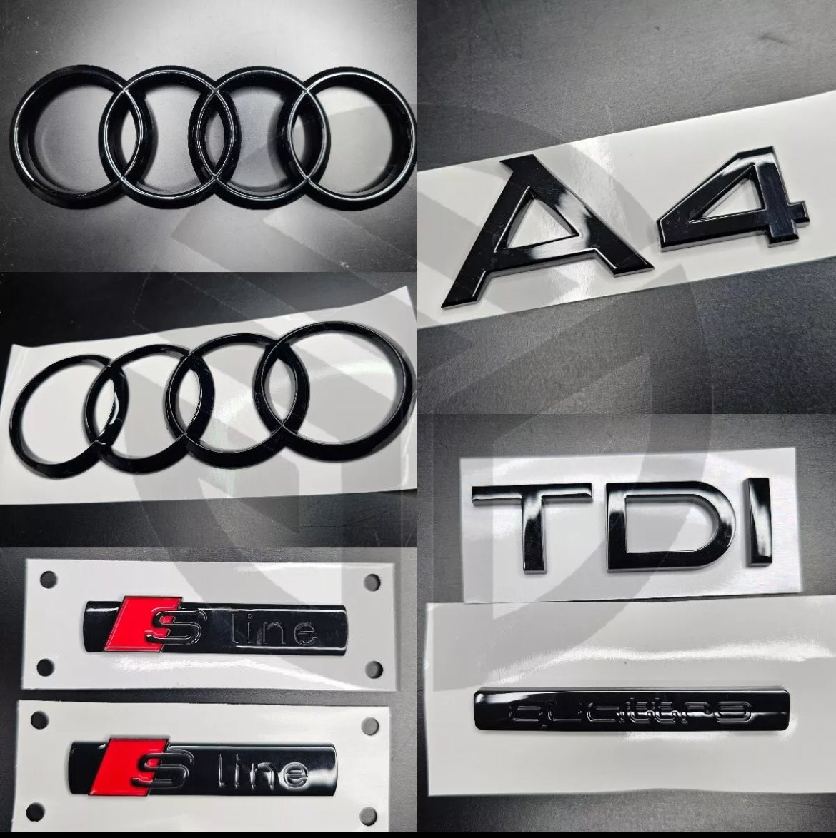 Audi A4 B8 2009-16 Gloss Black Badges GRILL/BOOT/SET TDI/QUATTRO/2XSLINE