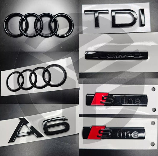 Audi A6 2016-2018 Facelift Gloss Black Badges GRILL/BOOT/S-Line/QUAT/TDI