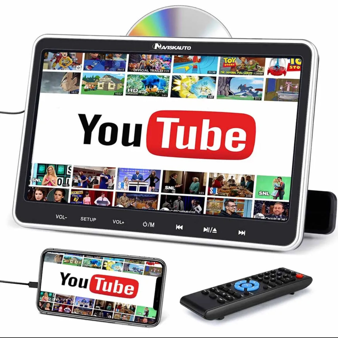 10.1" Car TV DVD Player Headrest Monitor HD 1080P HDMI USB AV-IN/OUT Universal