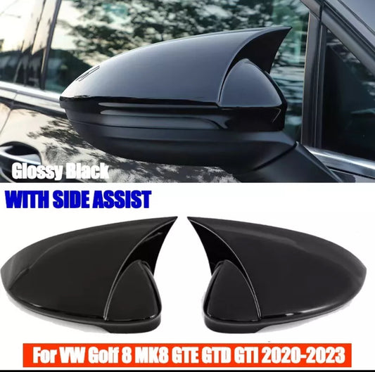 For VW Golf 8 MK8 GTE GTD GTI R-Line Side Mirror Cover Caps With Side Assist