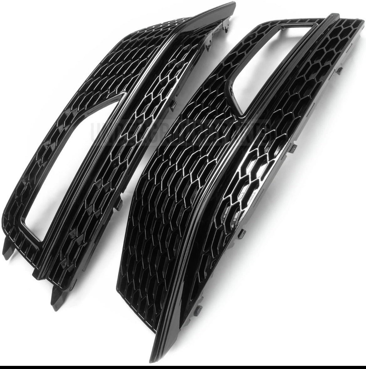 AUDI A4 B8.5 SLINE GLOSS BLACK FRONT BUMPER FOG GRILLES