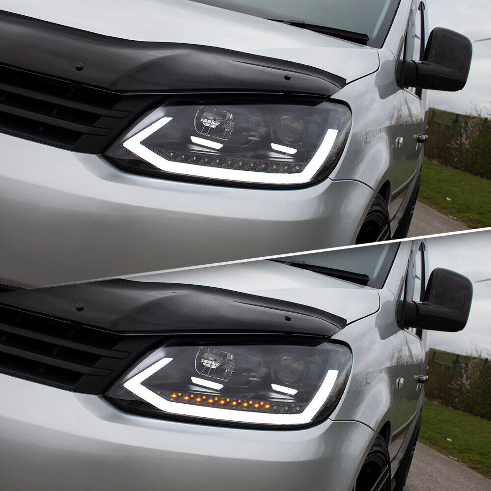 VW Caddy Mk3 Headlights LED DRL Headlamps Dynamic Sequential Flashers 2010-15