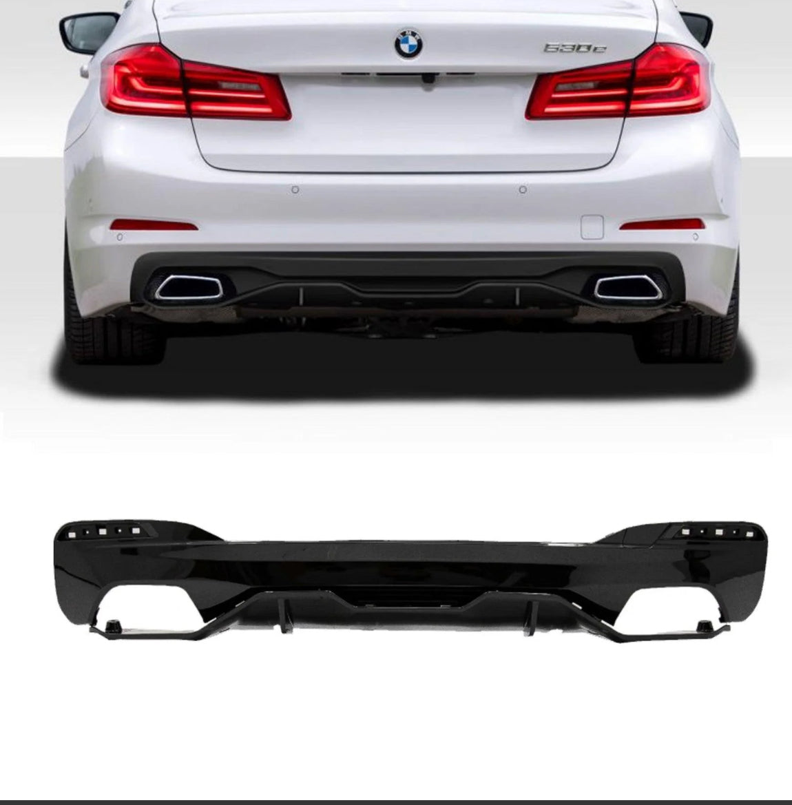 BMW 5 Series G30/G38 (Pre-LCI 2017-2020) MP Rear Diffuser - Dual Exit Gloss Black