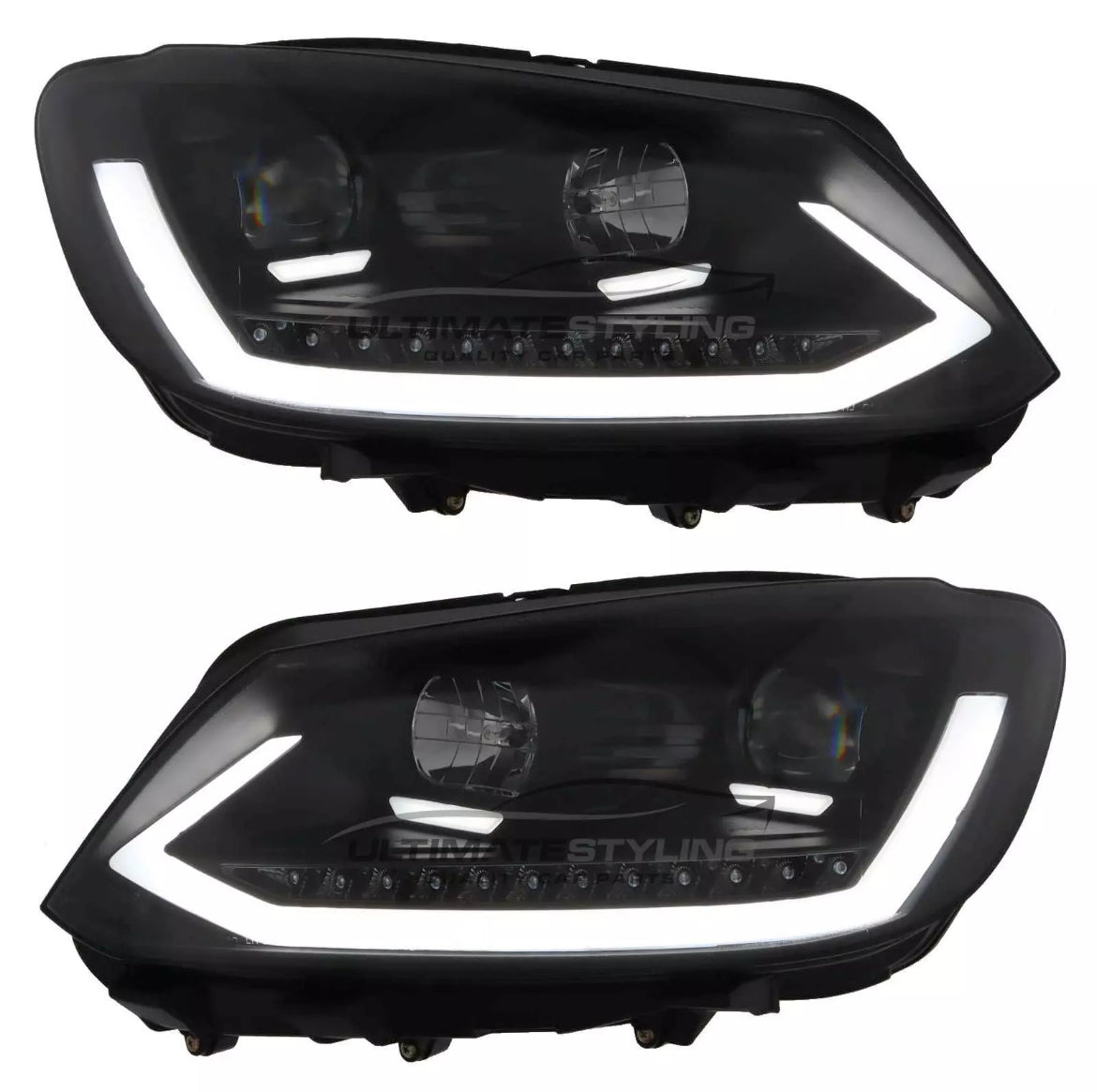 VW Caddy Mk3 Headlights LED DRL Headlamps Dynamic Sequential Flashers 2010-15