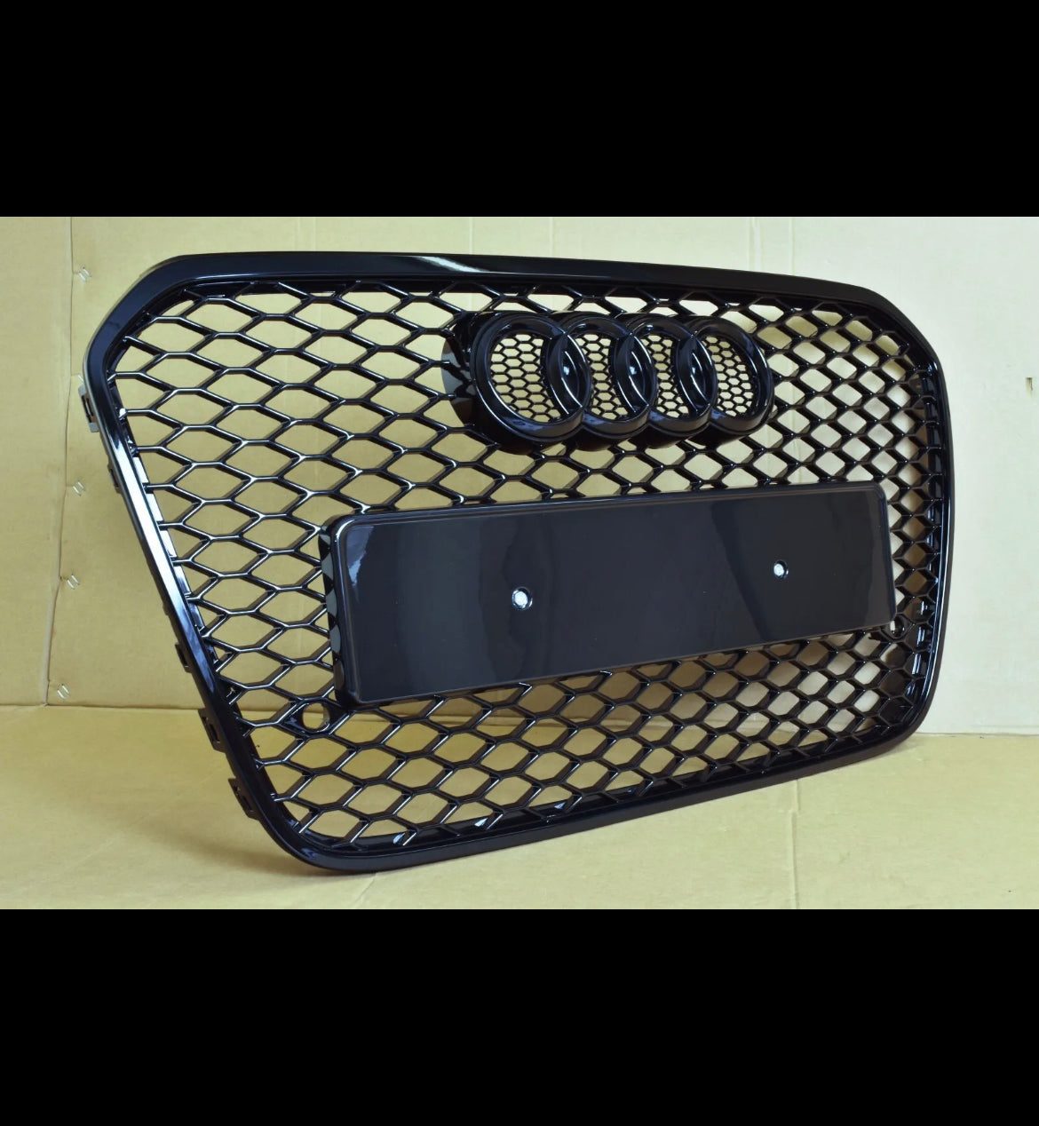 RS6 Style Front Bumper Grille Honeycomb Gloss Black for Audi A6 S6 C7 11-14