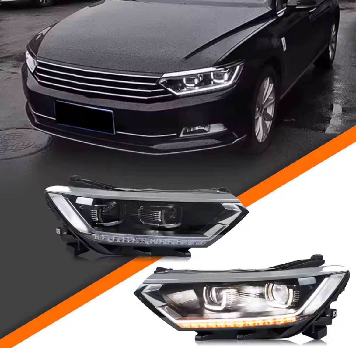 LED Headlights VW Passat B8 2014-2018 Matrix Projector Sequential