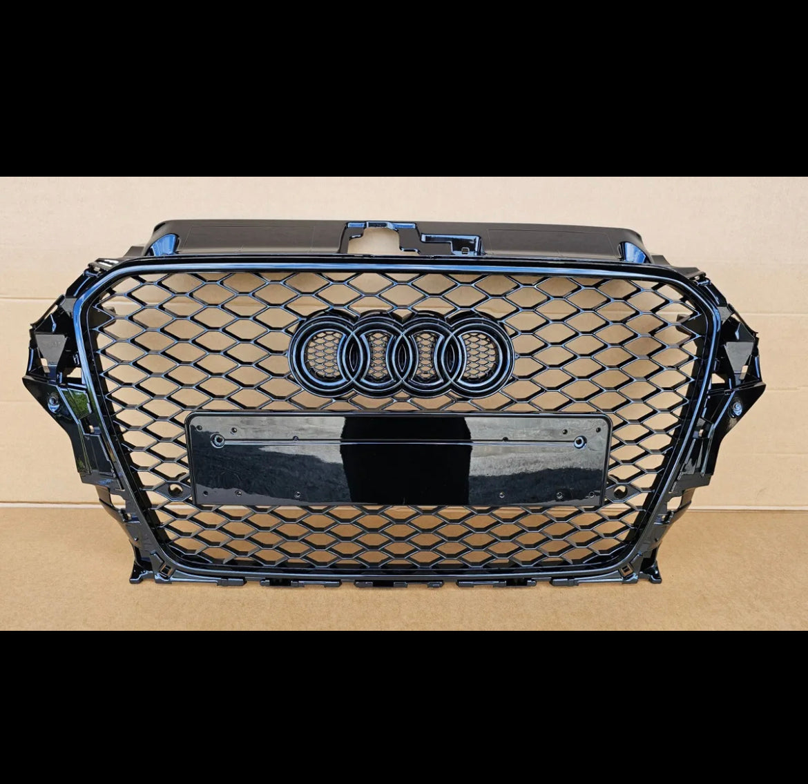 RS3 Style Honeycomb Grille Grill Gloss Black For Audi A3 S3 8V 2012 - 2015