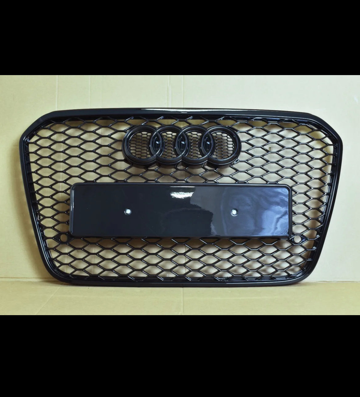 RS6 Style Front Bumper Grille Honeycomb Gloss Black for Audi A6 S6 C7 11-14