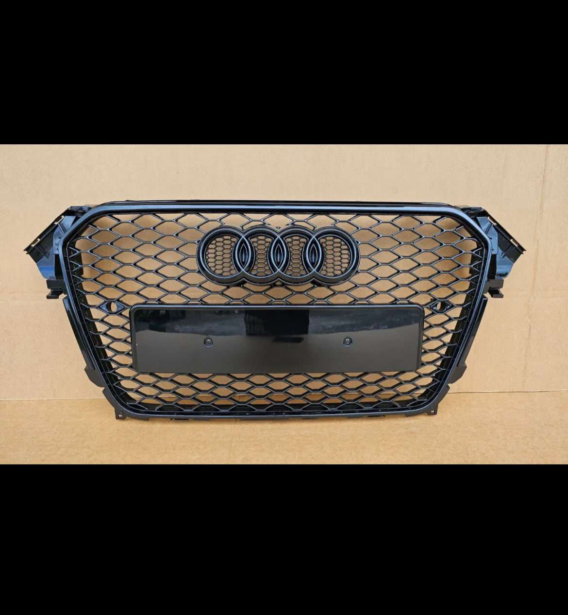 RS4 style honeycomb mesh grill for Audi A4 S4 B8.5 2013 - 2016 gloss black