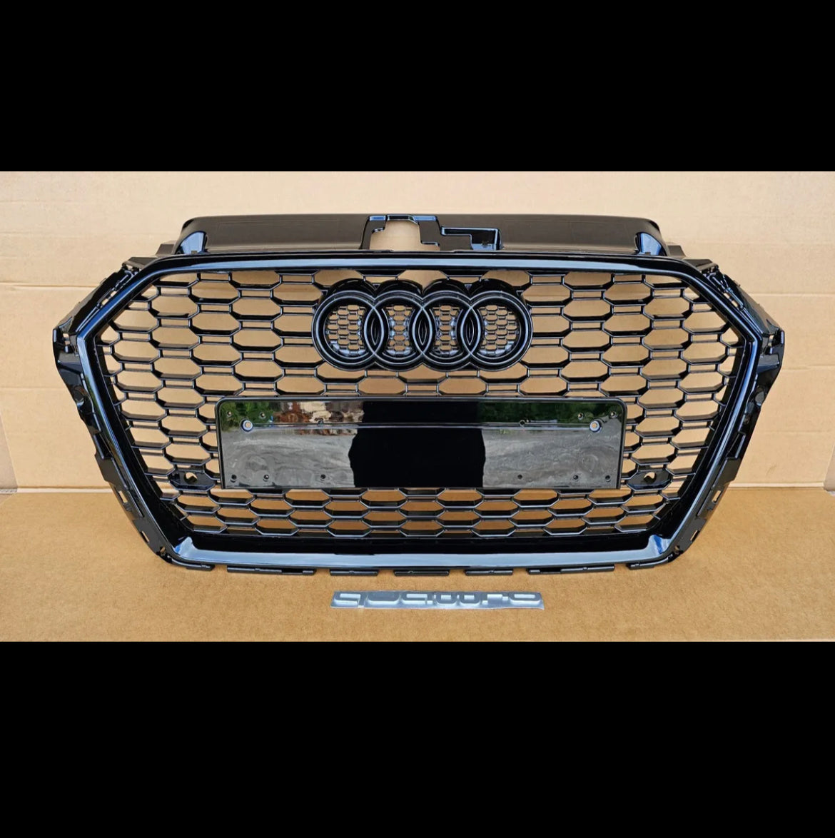 RS3 Style Honeycomb Grille Grill Gloss Black For Audi A3 S3 8V 17-20 Facelift 1
