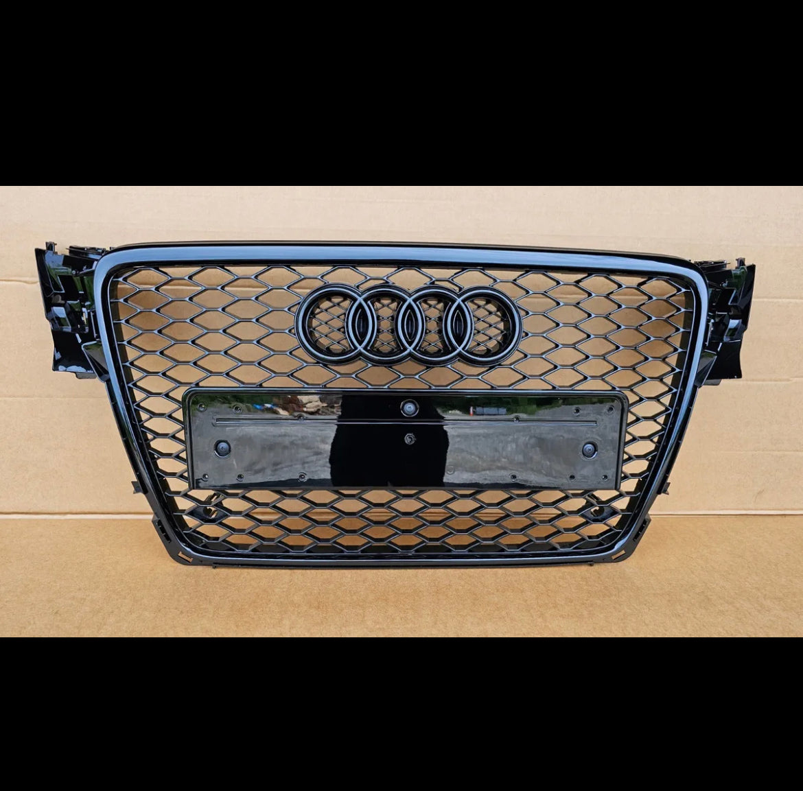 RS4 style honeycomb mesh grill for Audi A4 S4 B8 2008 - 2012 gloss black R