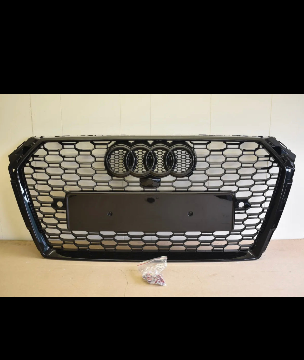 RS4 style honeycomb mesh front bumper grill for Audi A4 S4 B9 16-19 gloss black