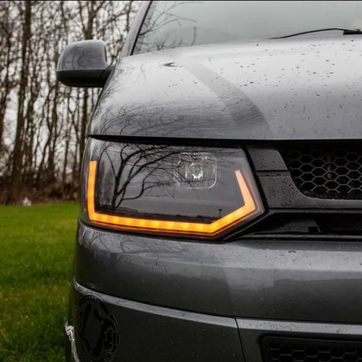 VW Transporter T5.1 Premium V3 LED DRL Sequential Indicator Headlights - BLACK