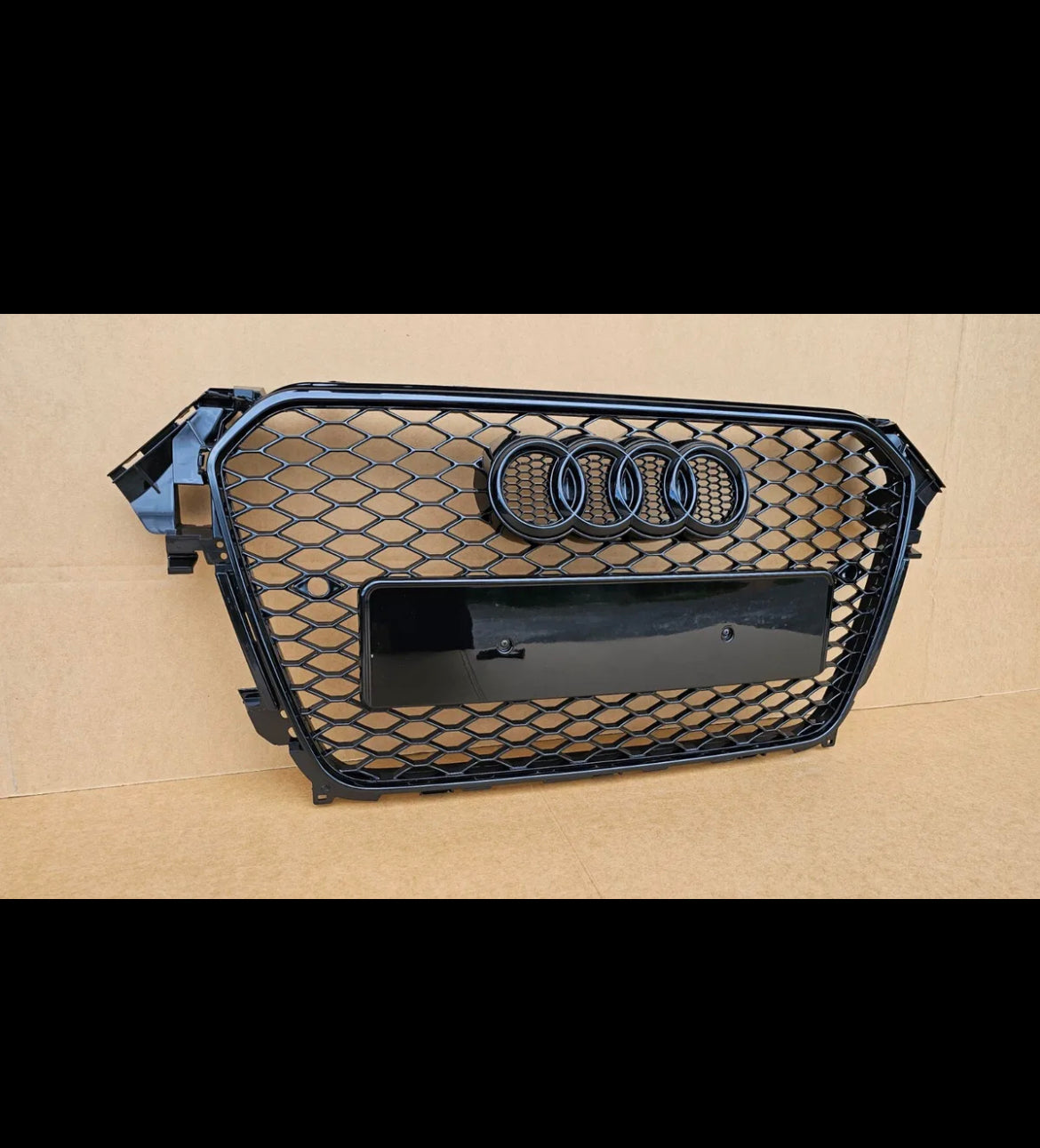 RS4 style honeycomb mesh grill for Audi A4 S4 B8.5 2013 - 2016 gloss black