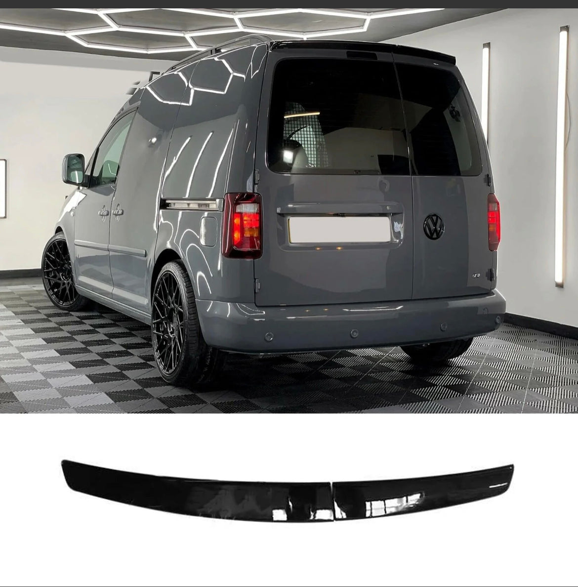 VOLKSWAGEN CADDY 2005-2020 BARN DOOR - REAR SPOILER - GLOSS BLACK