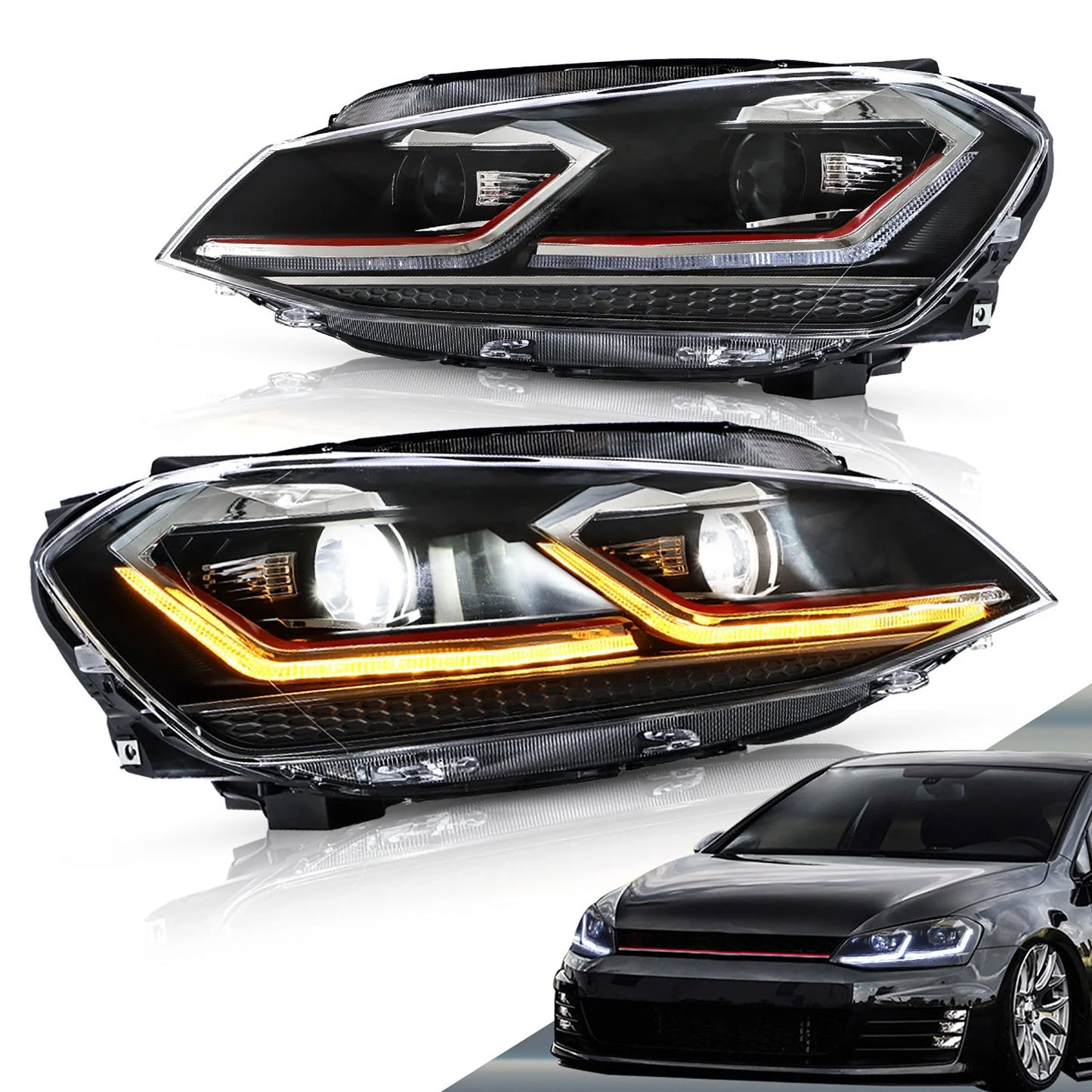 Golf Mk7 Gti Red Stripe Headlights Facelift style