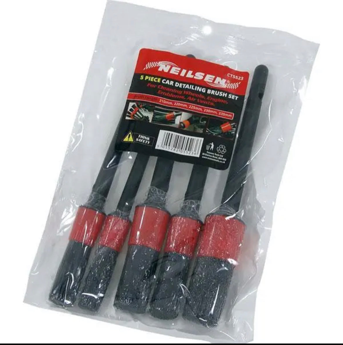 5Pc Car Detailing Brush Set Wheels Engine Emblems Air Vents New