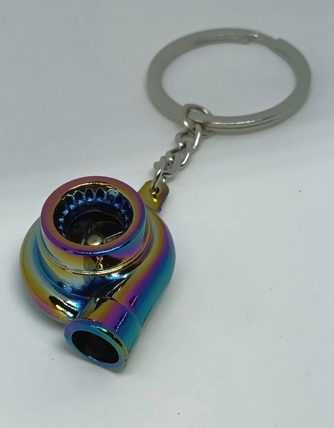 Turbo Neo Chrome Metal Keyring Keychain Fan Boost Fast Car JDM
