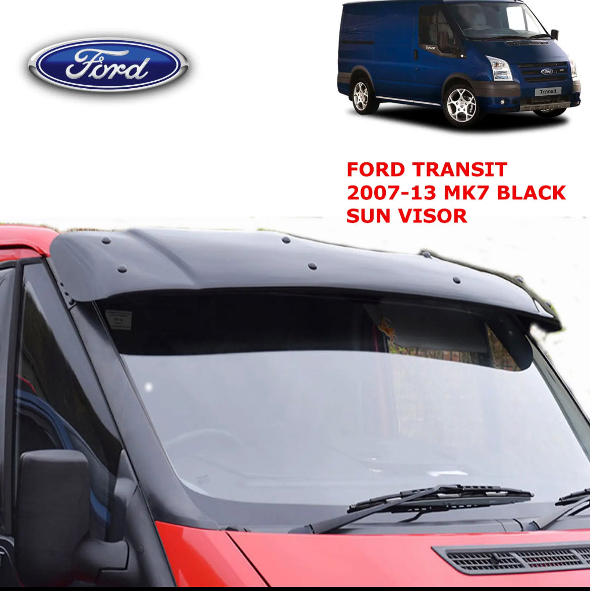 Ford Transit MK7 07-13 Black Solid Sunvisor – Wind Deflector, Front, Acrylic