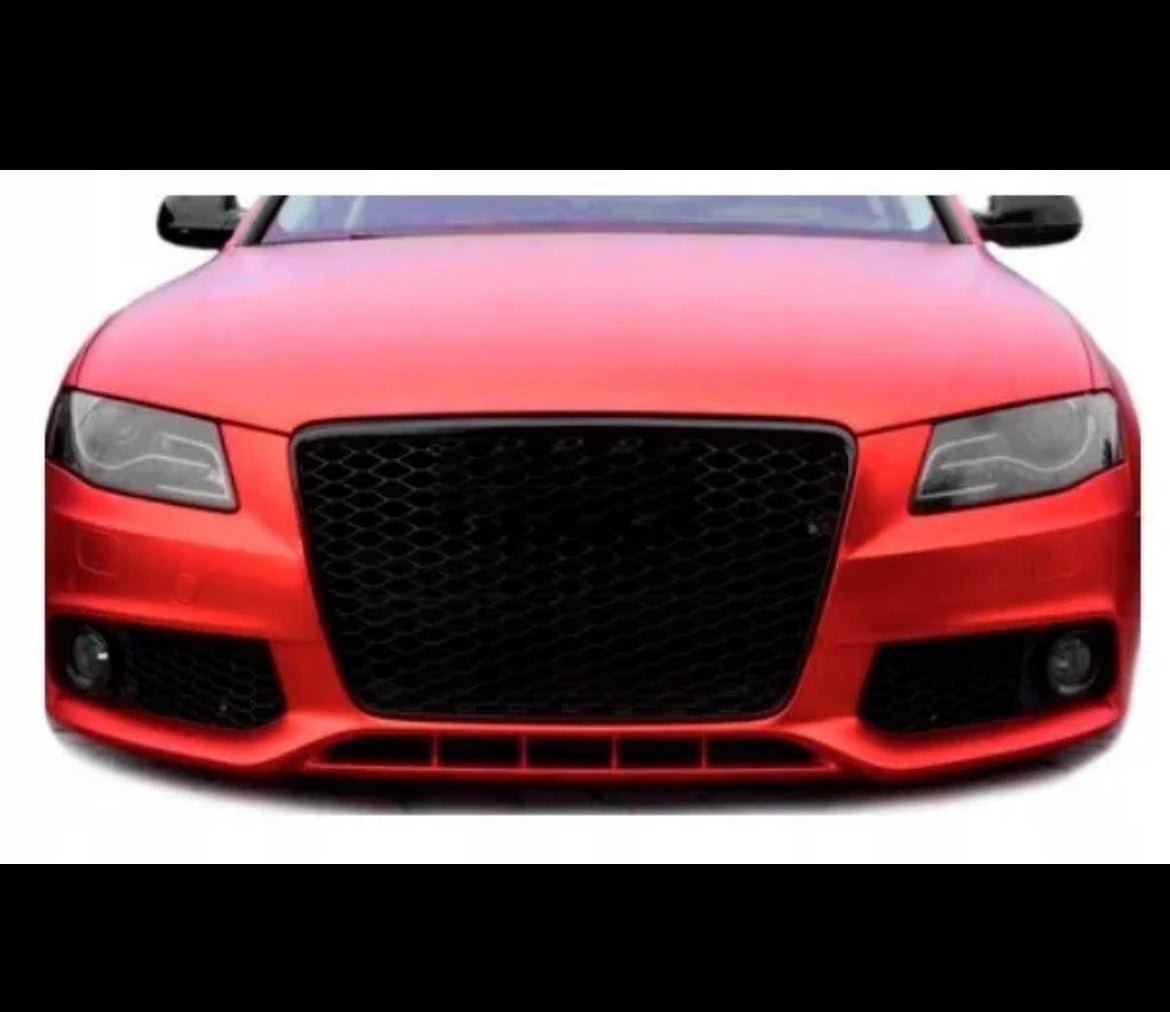 RS4 STYLE (GLOSS BLACK) FRONT GRILL (2008-2012) B8 - FIT AUDI A4 & S4