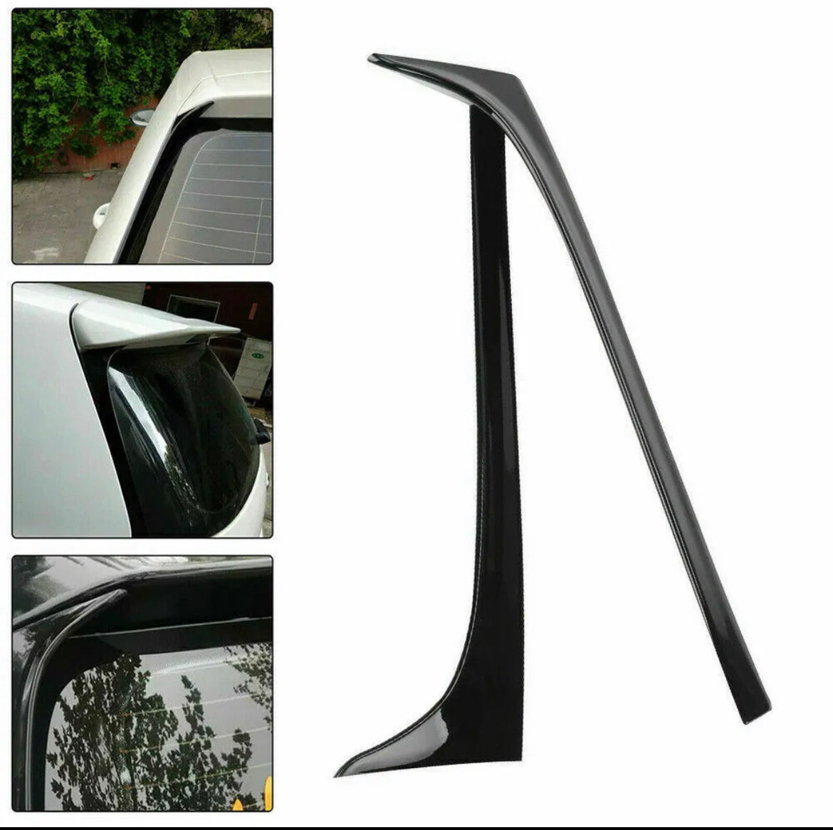 2x Gloss Black Rear Window Spoiler Side Wing Fin For VW Golf 7 7.5 MK7 2014-2018