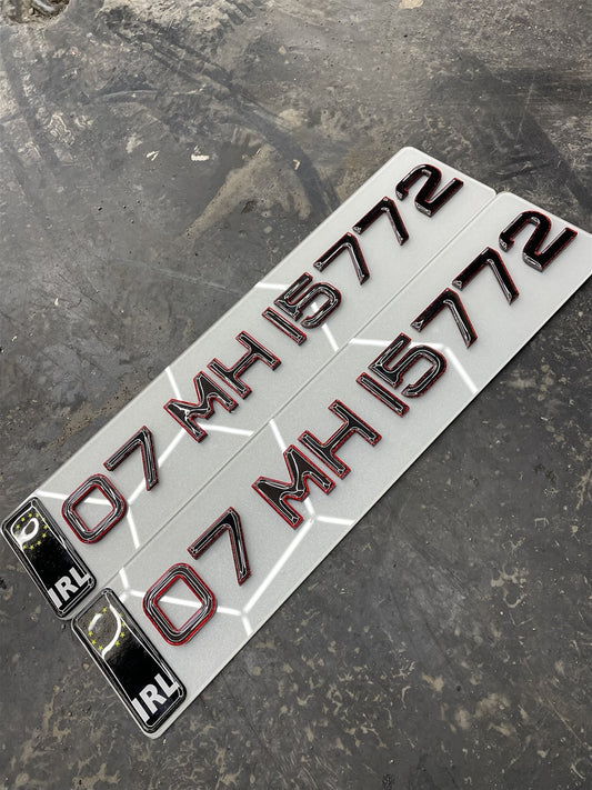 3D Red Gel Numberplates