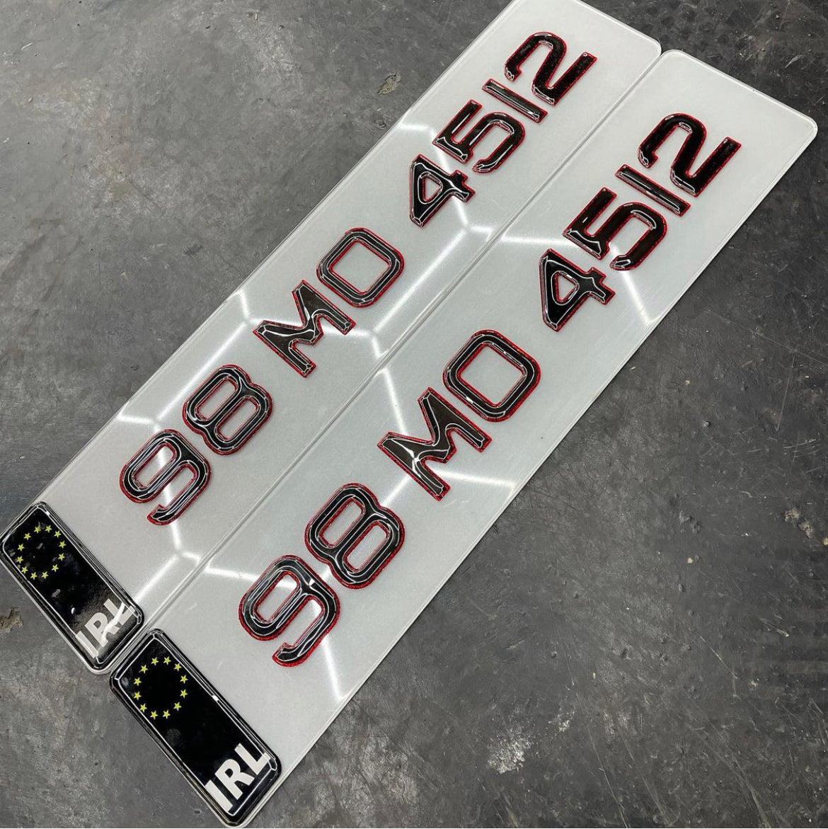 3D Red Gel Numberplates