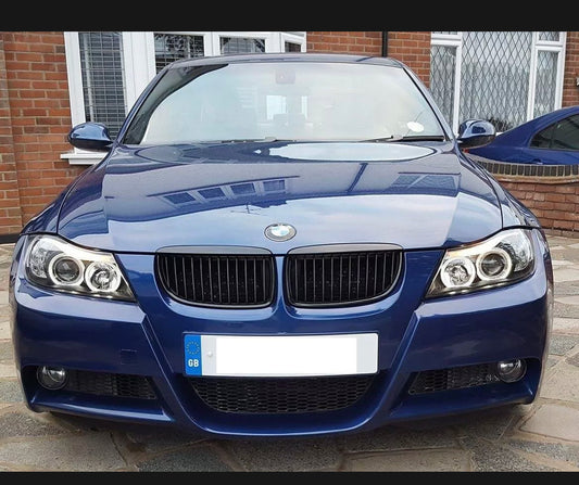 BMW 3 SERIES E90 4 DOOR SALOON & E91 ESTATE PAIR BLACK LED ANGEL EYE HEADLIGHTS pre lci