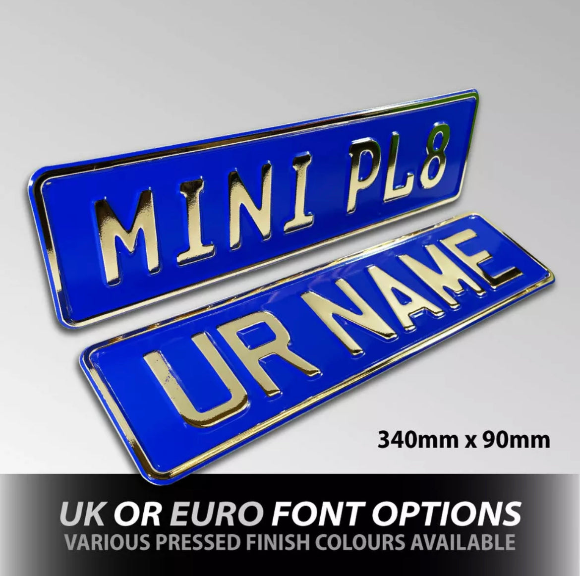 Kids Mini metal pressed Numberplate