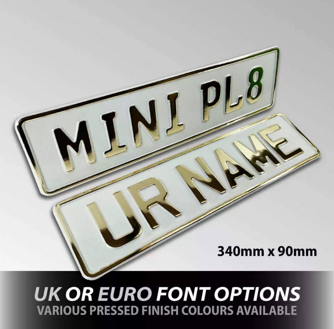 Kids Mini metal pressed Numberplate