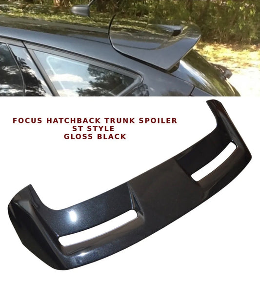 FORD FOCUS HATCHBACK REAR ROOF BOOT LIP SPOILER ST STYLE 12-13 GLOSS BLACK