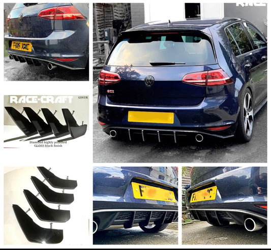 FOR VW Golf MK 7 GTI DSG 2015 diffuser fins,Rear Diffuser fins x4/Golf GTI