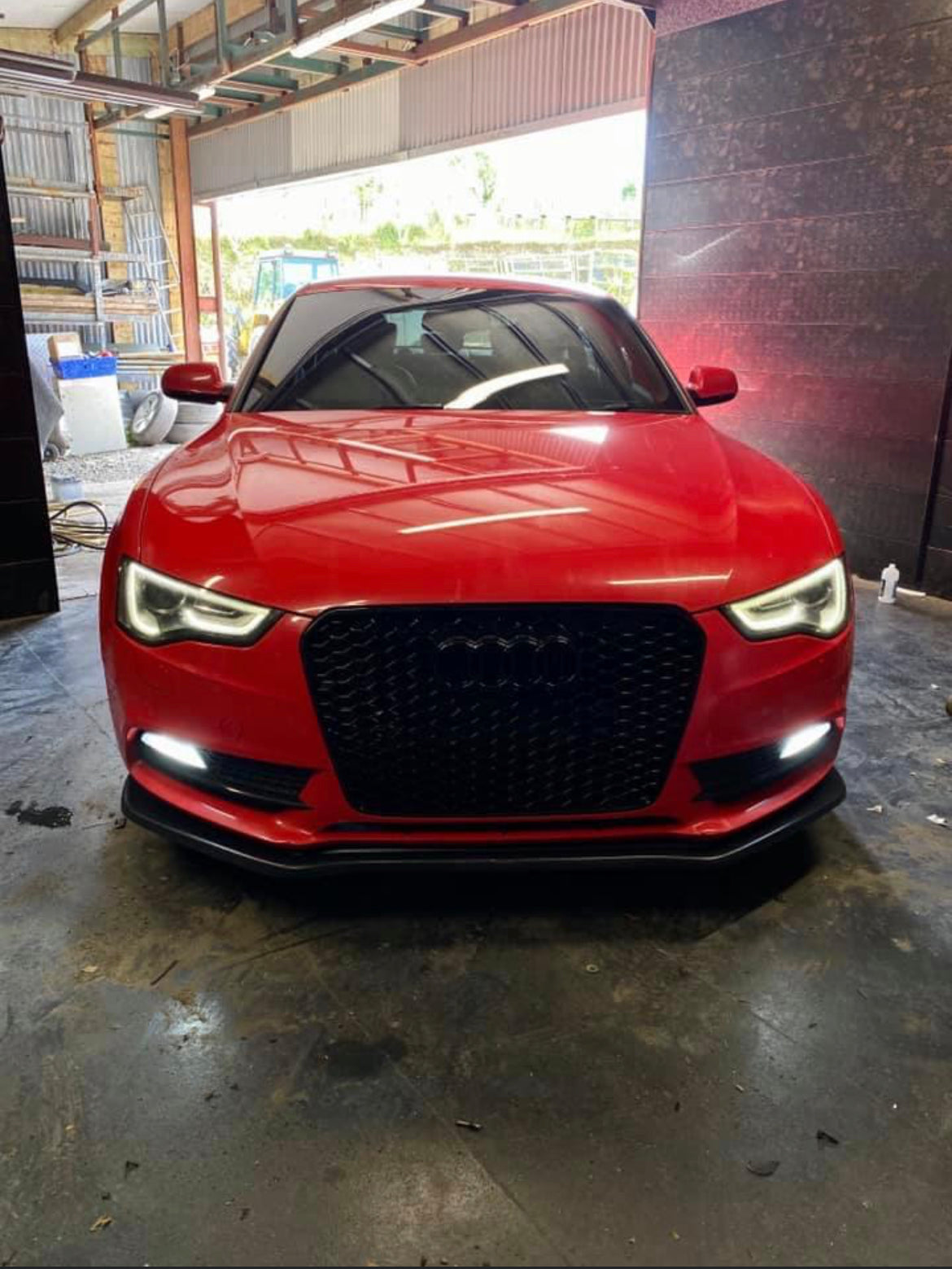 RS4 style honeycomb mesh grill for Audi A4 S4 B8.5 2013 - 2016 gloss black