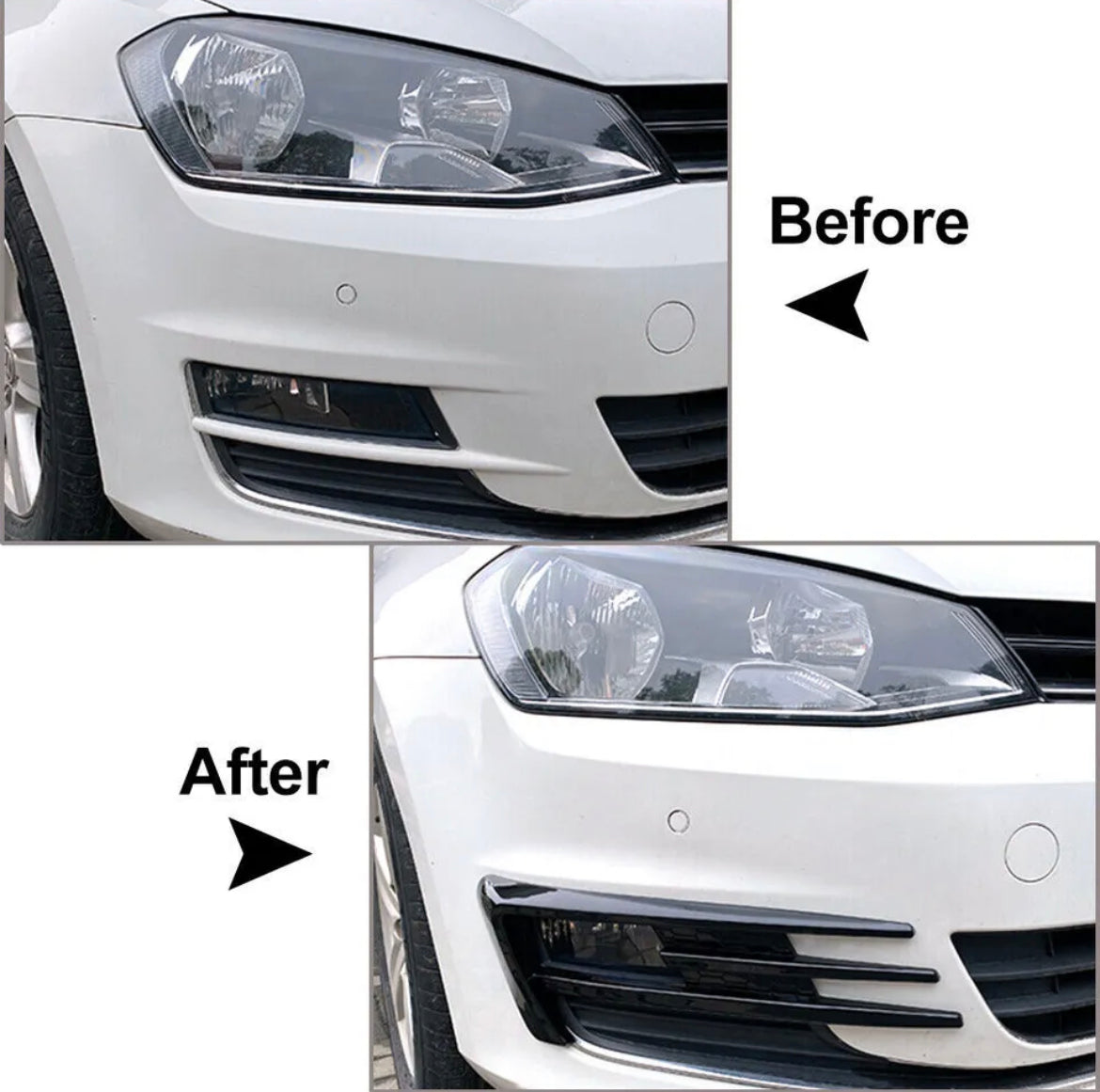 Gloss Black Front Bumper Fog Light Grill Trim Upgrade For VW Golf 7 MK7 2013-17