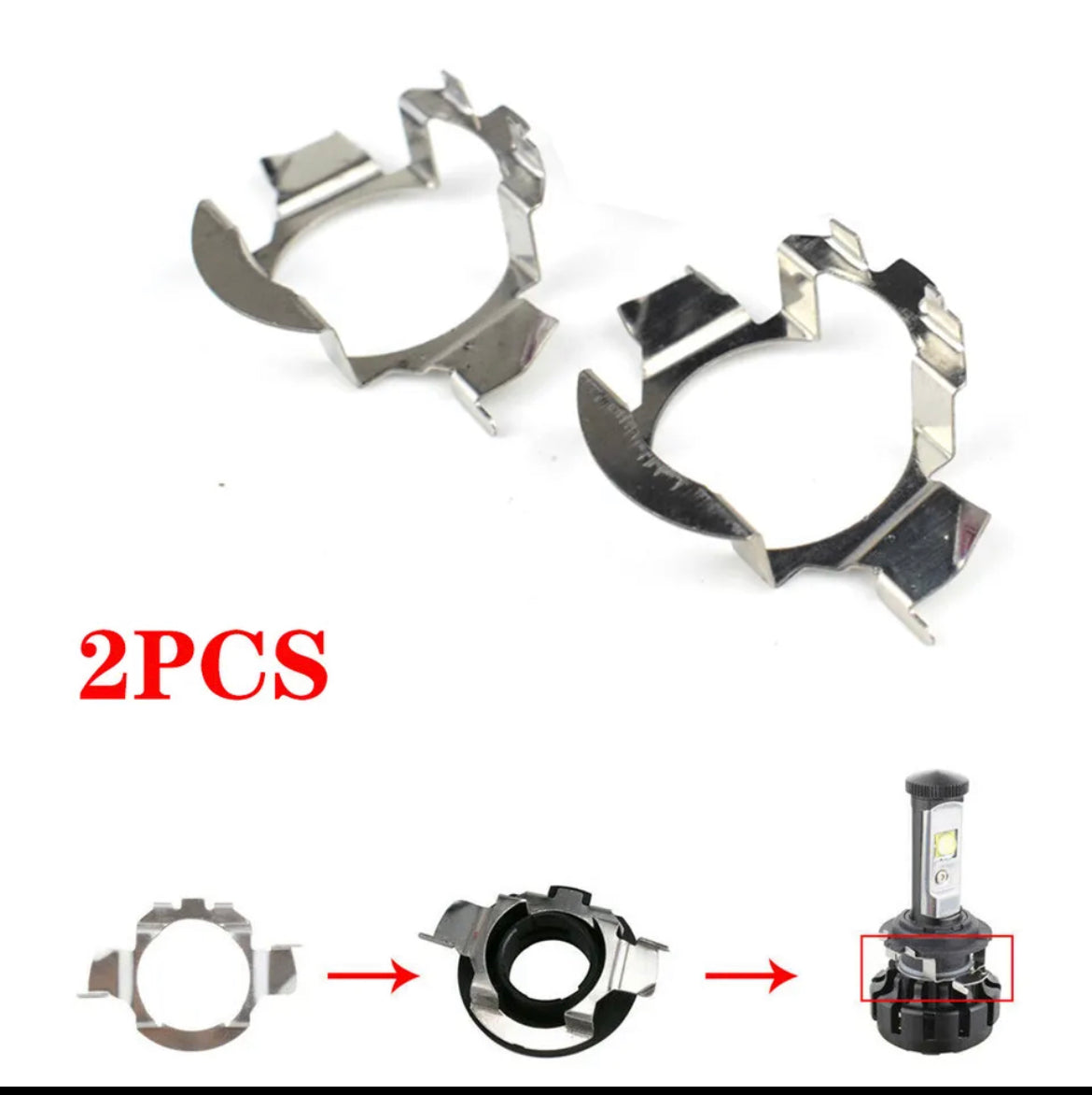 2X H7 LED Headlight Bulb Retainers Holder Adapter Fit For Benz BMW Audi VW