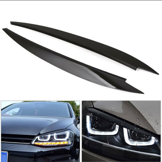 Gloss Black Headlight Eyelid Eyebrow Cover Trim For VW Golf MK7 Golf R GTI GTD