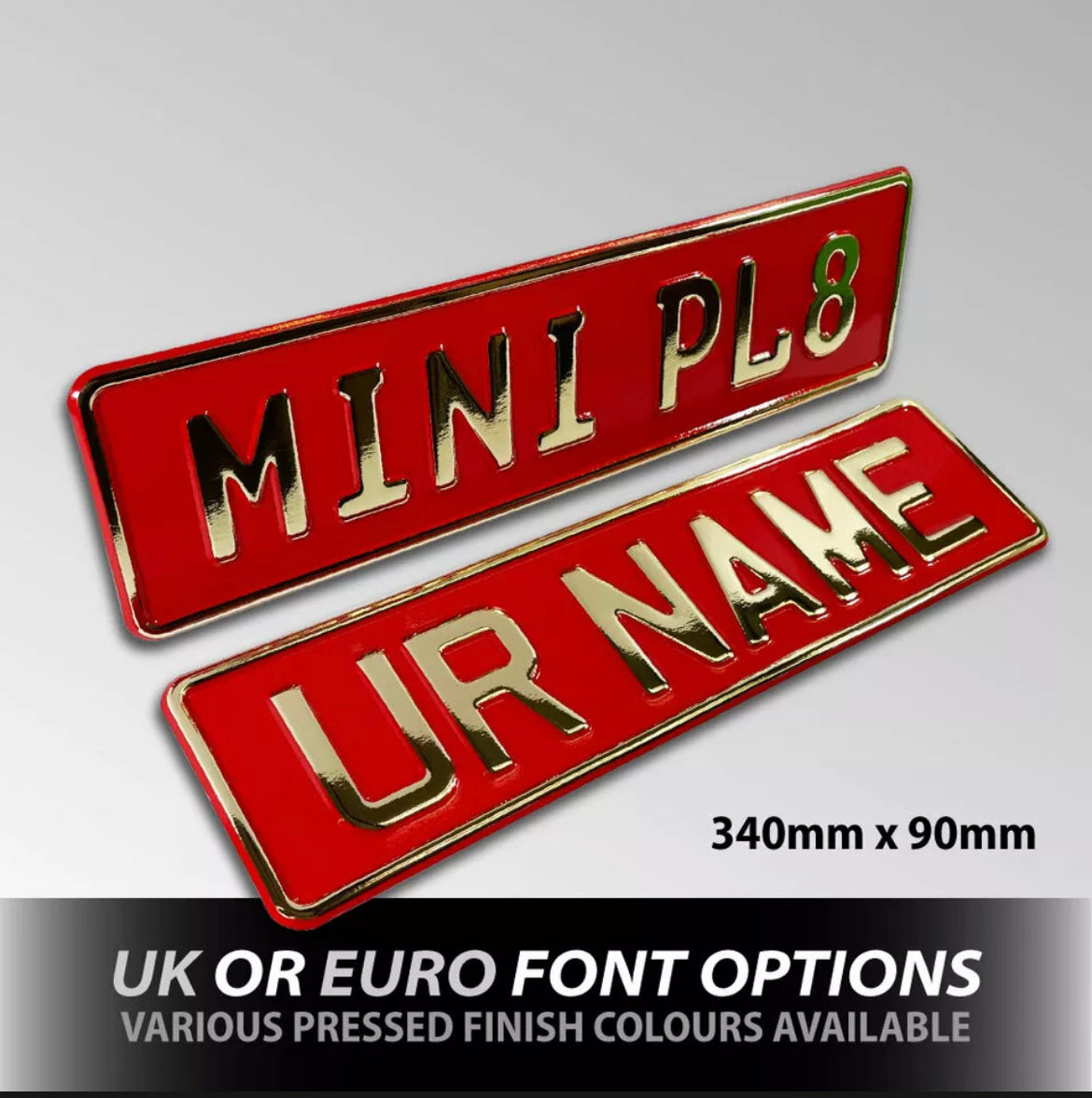 Kids Mini metal pressed Numberplate