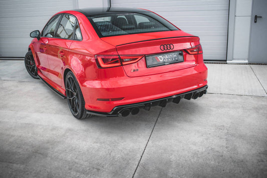 Maxton Design Audi A3 13-16 S-Line Saloon Rear Diffuser - GLOSS BLACK