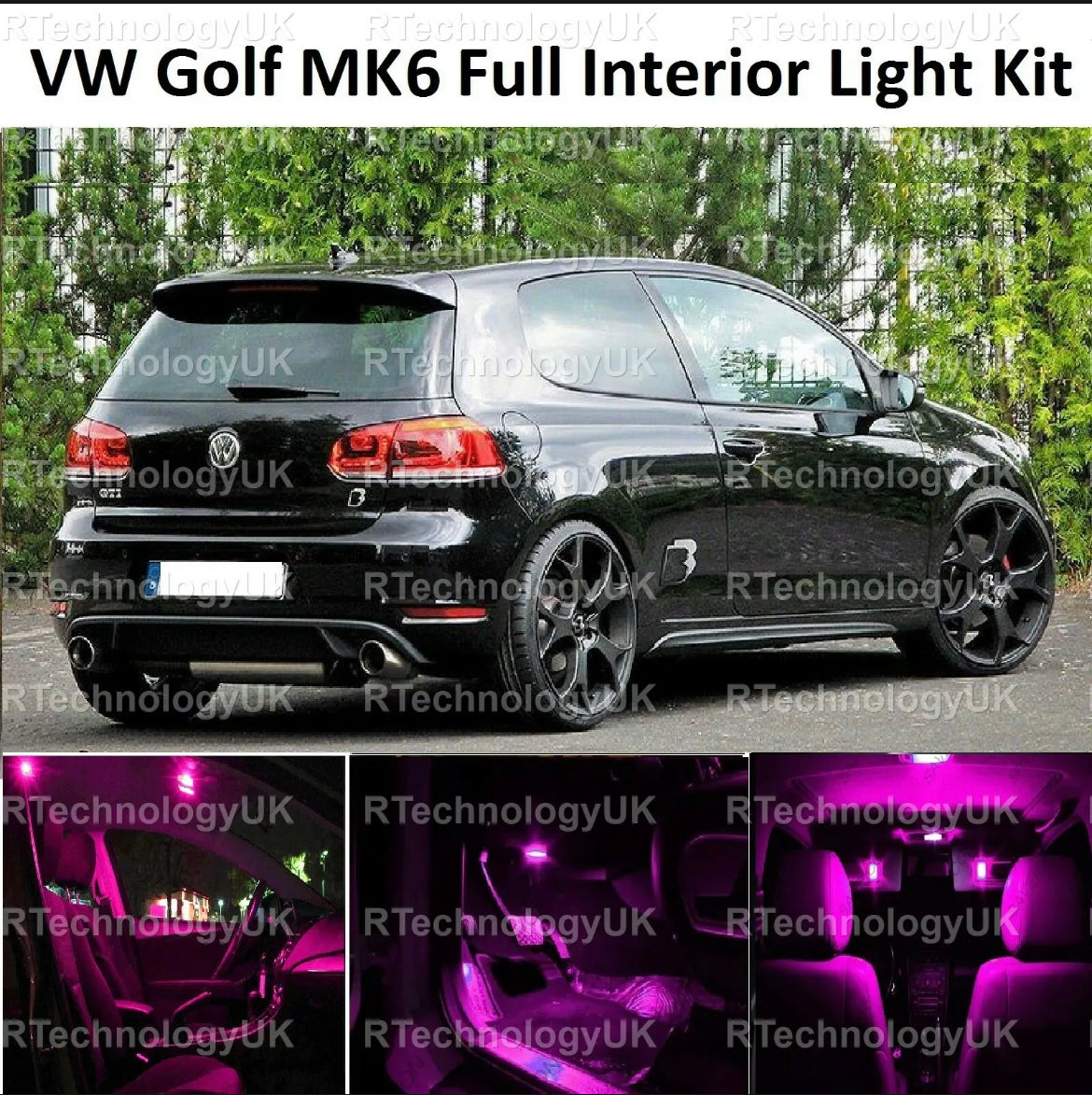 Pink Mk6 Golf interior led upgrade