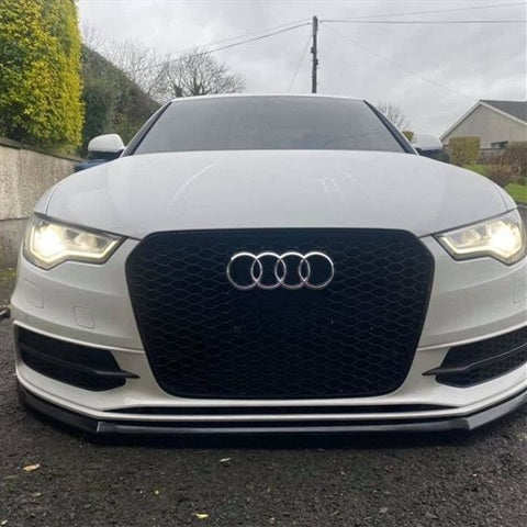 RS6 Style Front Bumper Grille Honeycomb Gloss Black for Audi A6 S6 C7 11-14
