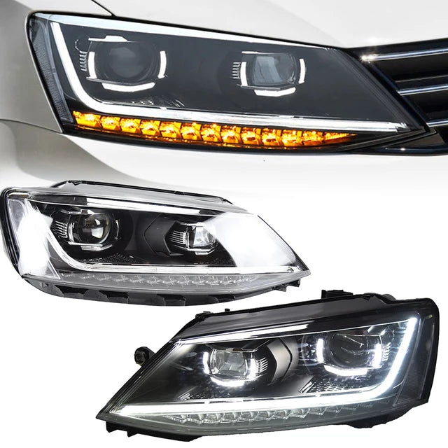 Headlights LED DRL suitable for VW Jetta Mk6 VI (2011-2017) Dynamic Turn Light Xenon Matrix Design