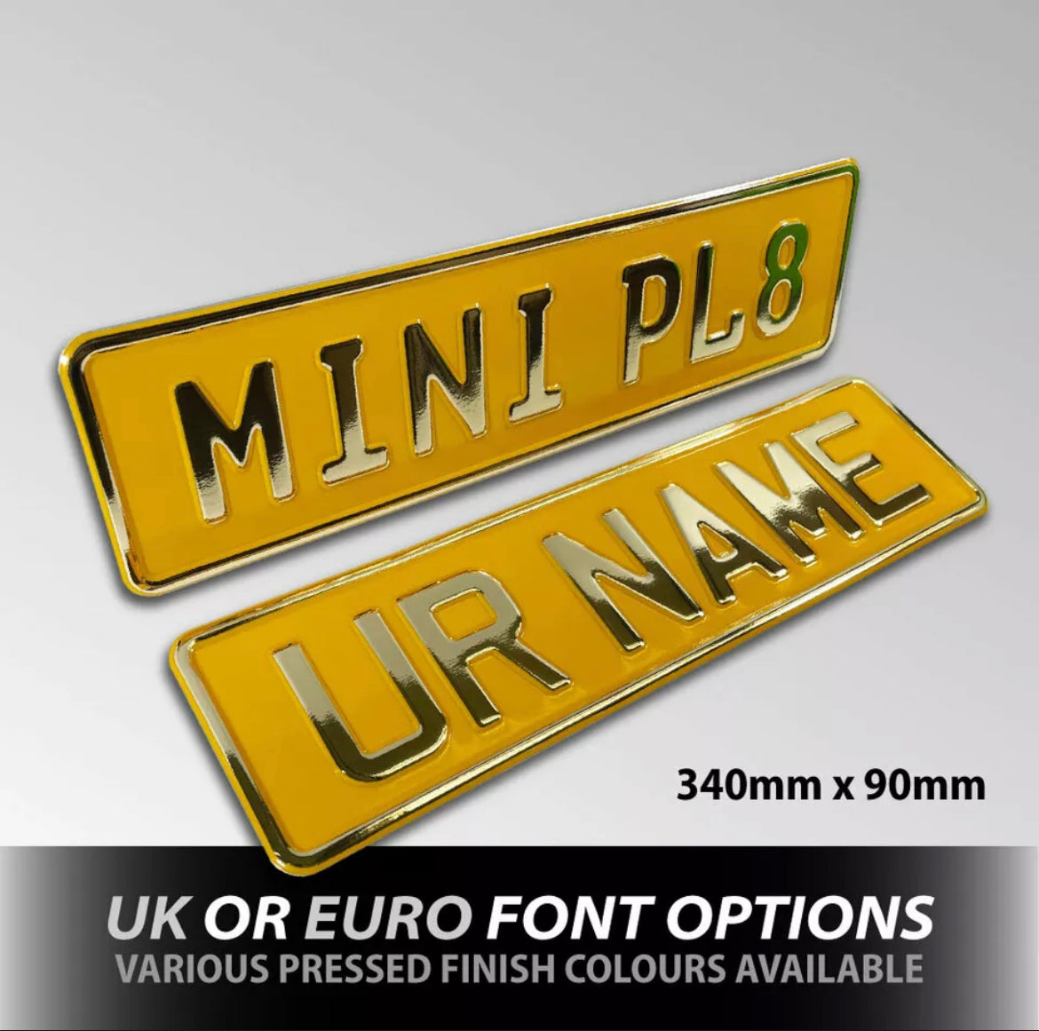 Kids Mini metal pressed Numberplate