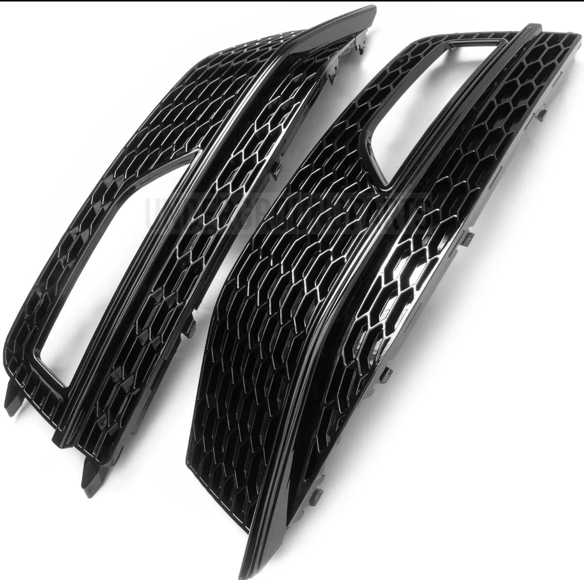 AUDI A4 B8.5 SLINE S4 GLOSS BLACK FRONT BUMPER FOG LIGHT SURROUND GRILLES