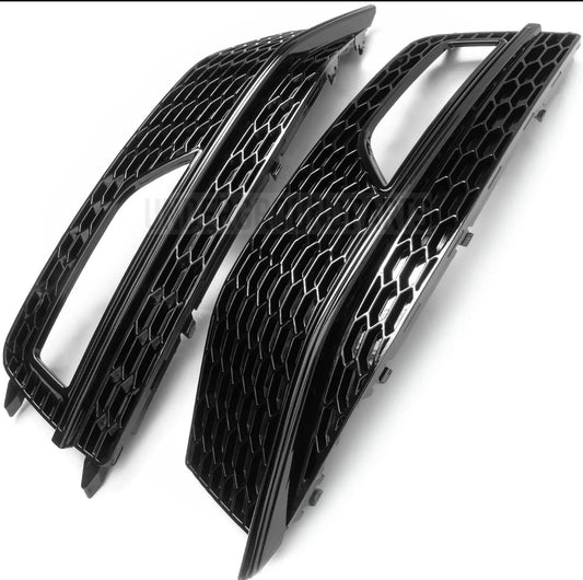 AUDI A4 B8.5 SLINE S4 GLOSS BLACK FRONT BUMPER FOG LIGHT SURROUND GRILLES