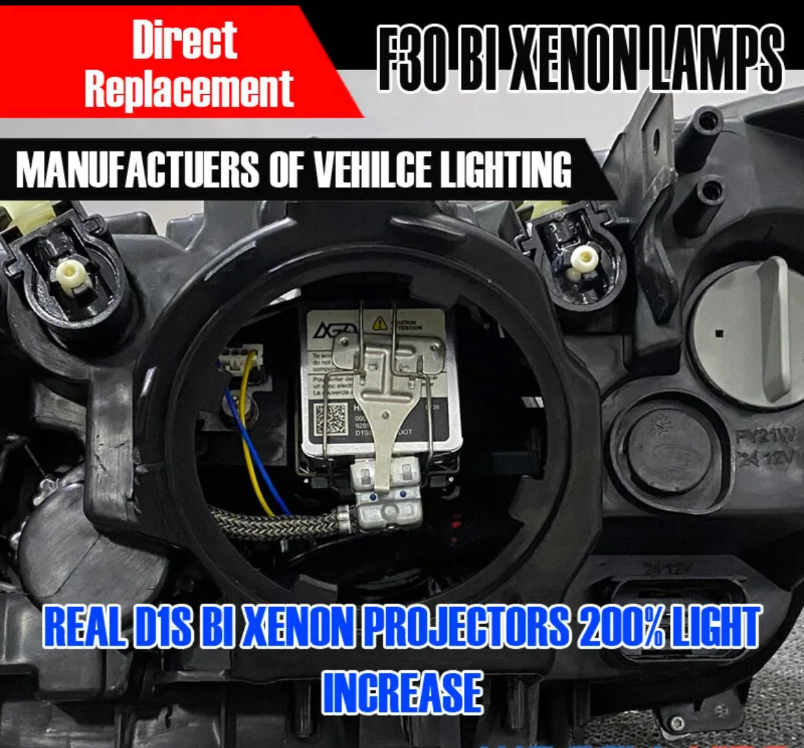 Aftermarket BMW F30 Bi Xenon Headlamps same as oem Genuine angel eyes LED