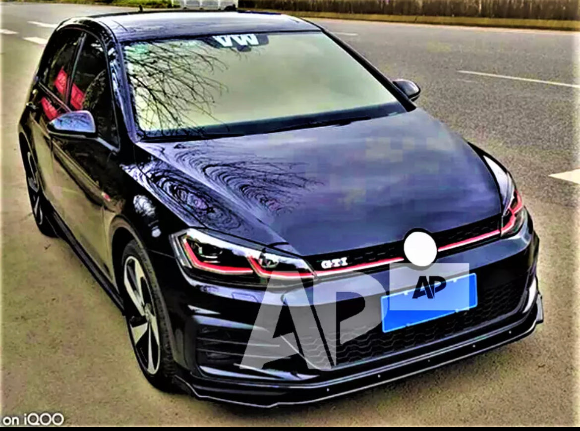 VW Golf MK7.5 R GTD GTI Gloss Black Front Splitter Spoiler Lip Body Kit 2016-20