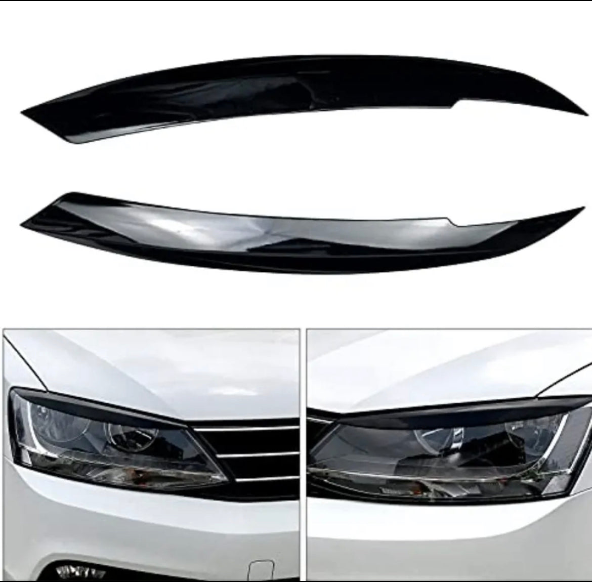 Headlight Eyelid Eyebrow Trim Cover Fit For VW Jetta MK6 Sagitar Black 2010-2018