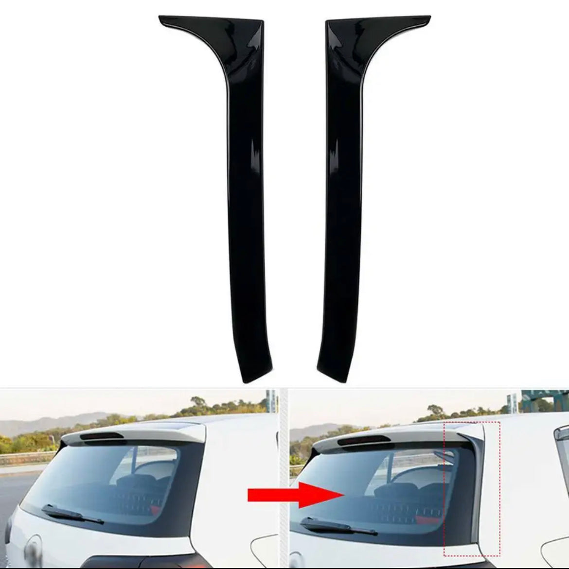 Gloss Black Rear Window Side Wing Roof Spoiler Splitter Lip For VW Golf MK6 GTI