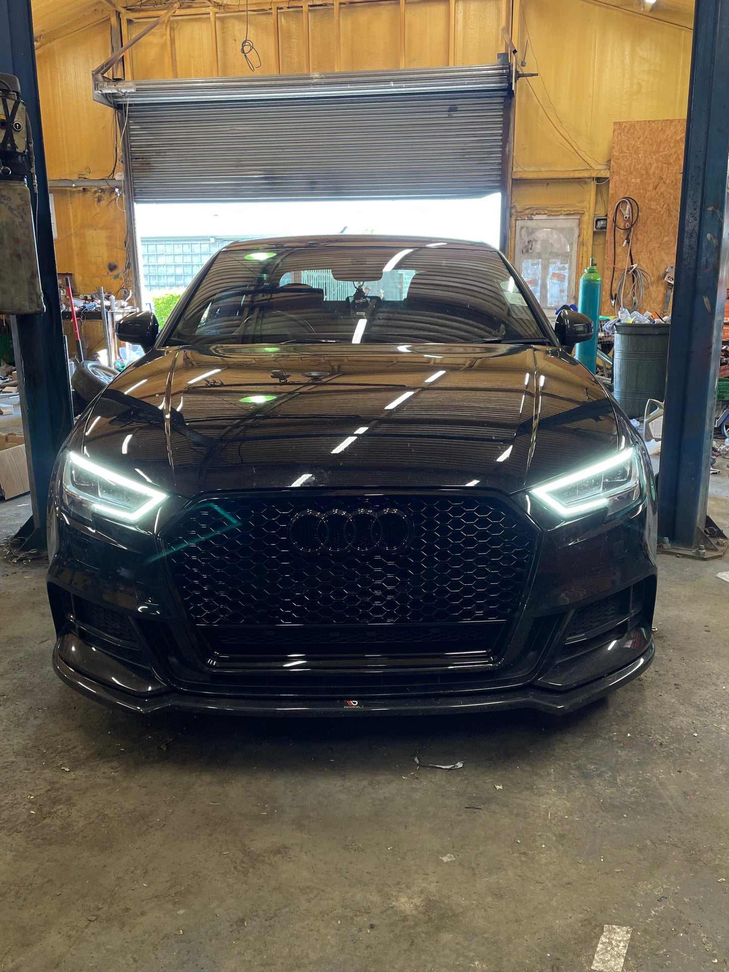 RS3 Style Honeycomb Grille Grill Gloss Black For Audi A3 S3 8V 17-20 Facelift 1