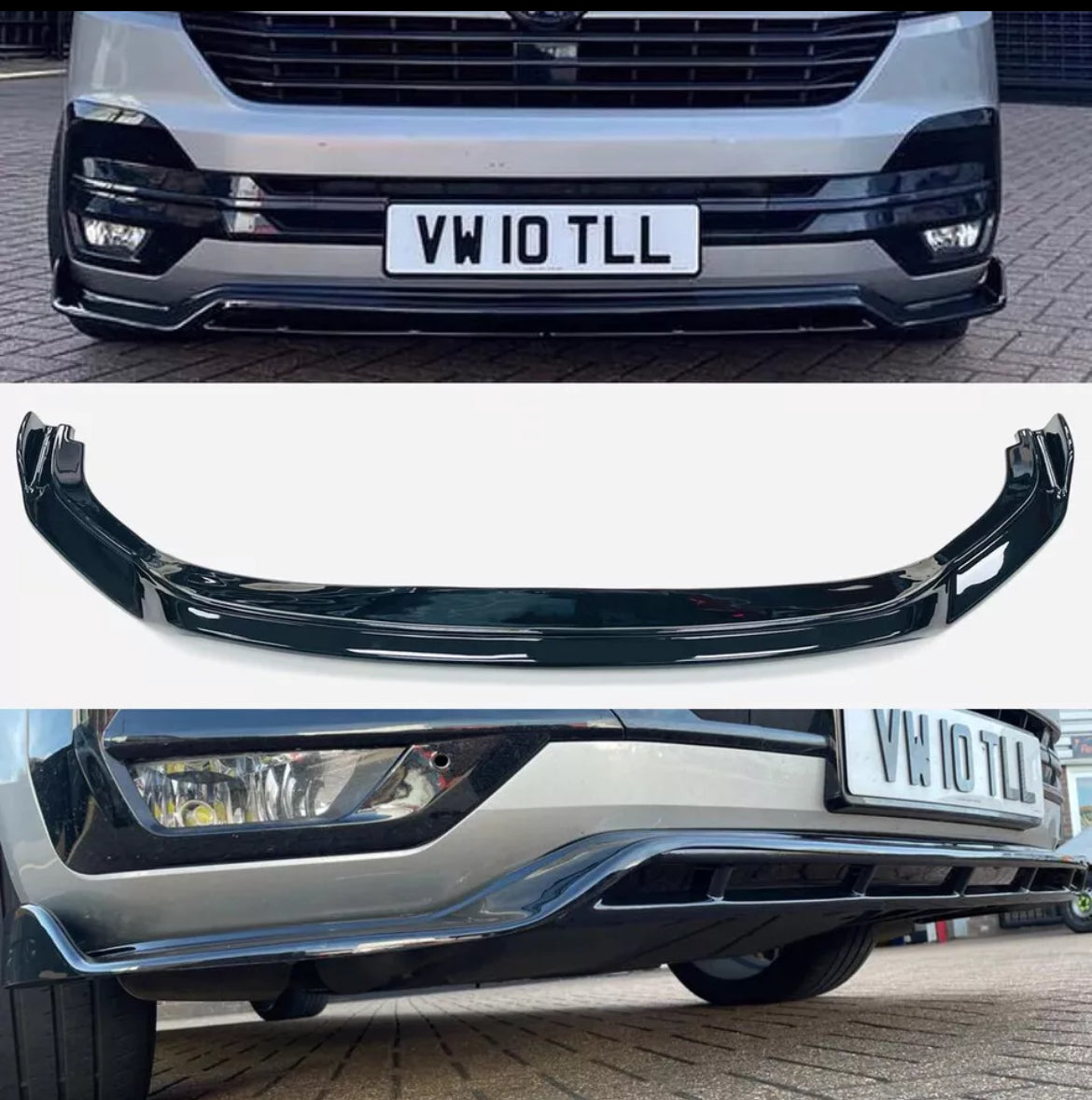 Front Splitter Gloss Black TL Design VW Transporter T6.1  2020 Onwards -